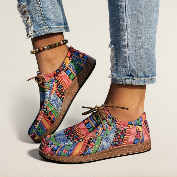 Ραχέλ – ορθοπεδικό παπούτσι με κορδόνια σε εμφάνιση καμβά