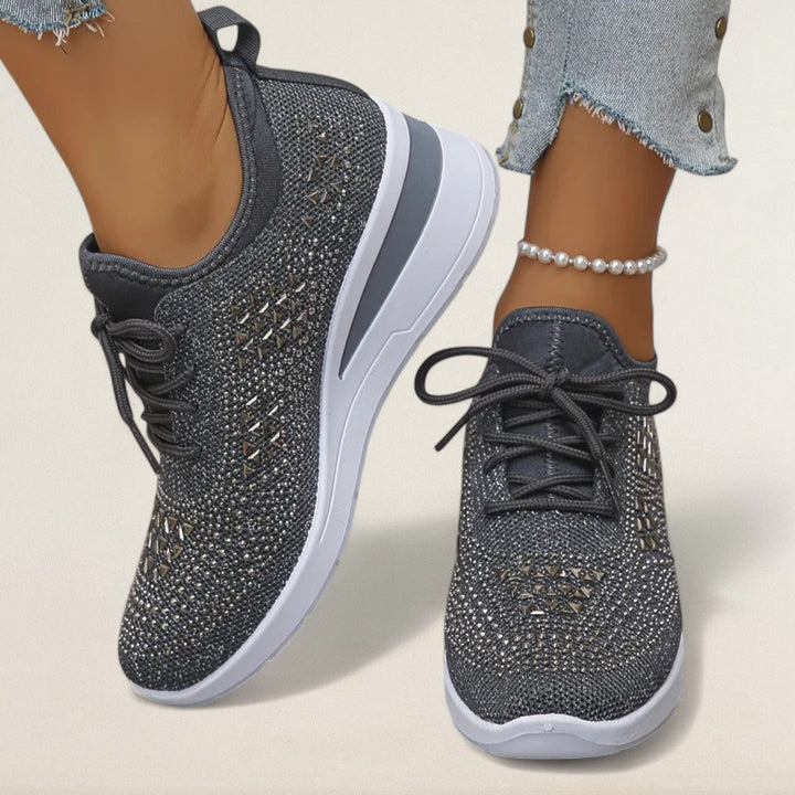 Λαδίνη – ορθοπεδικό Knit-Sneaker με γυαλιστερές λεπτομέρειες