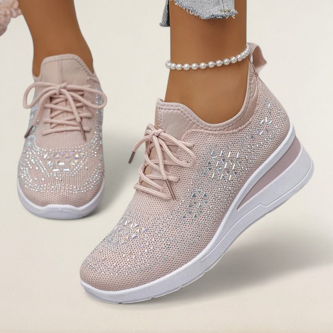 Λαδίνη – ορθοπεδικό Knit-Sneaker με γυαλιστερές λεπτομέρειες