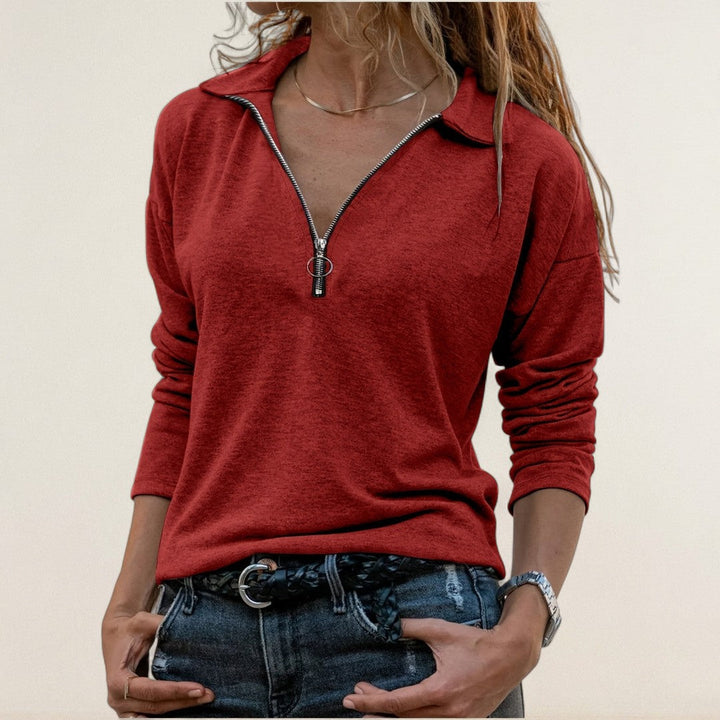 Μαρία – Κομψό μακρυμάνικο μπλουζάκι με φερμουάρε