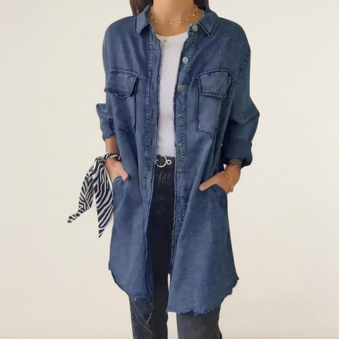 Γεωργiα – άνετη Denim-Longbluse με τσέπες